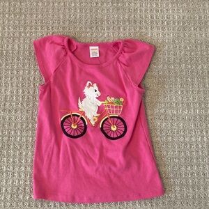 Gymboree Pink Tee with Cat and Bicycle Design sz 8